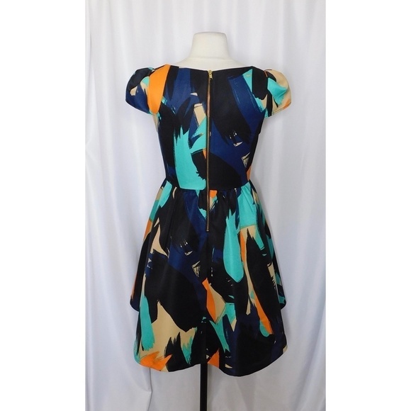 Anthropologie MOULINETTE SOEURS Pinion Abstract Brushstroke Fit N’ Flare Dress 4 - Picture 10 of 16